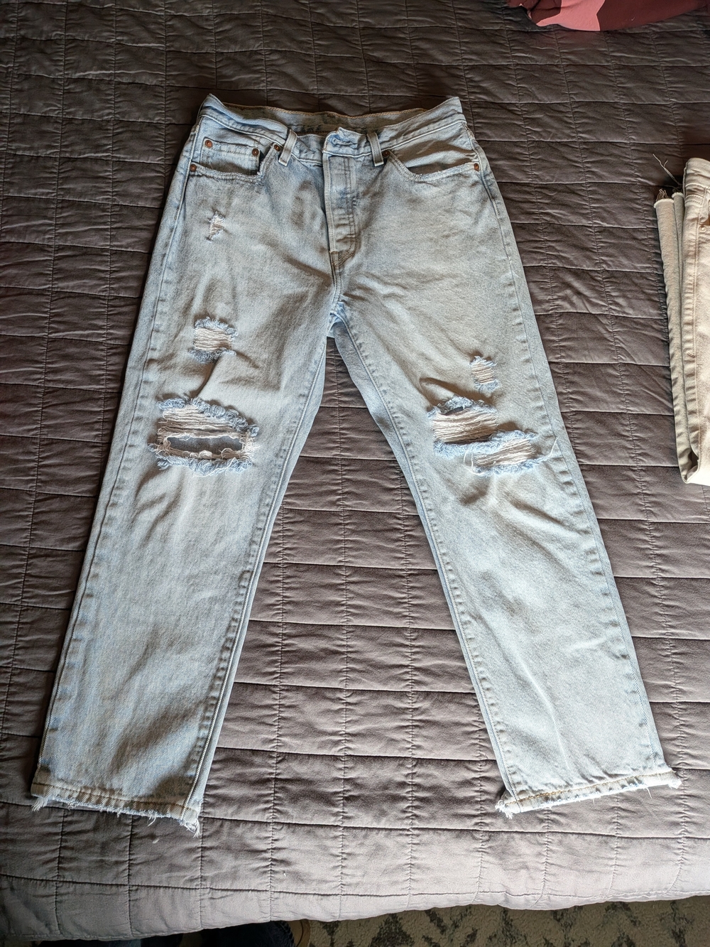 Light Wash Distressed Women's s Levis 501 Jeans